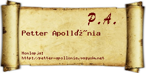 Petter Apollónia névjegykártya